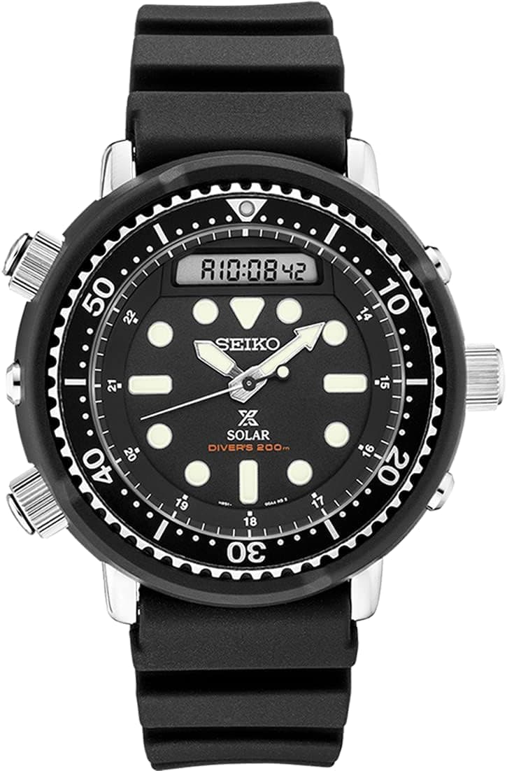 Seiko Hybrid Dive Watch for Men - Prospex - Solar, with Black Dial, Lightweight Case, and Stopwatch Function, 200m Water-Resistant