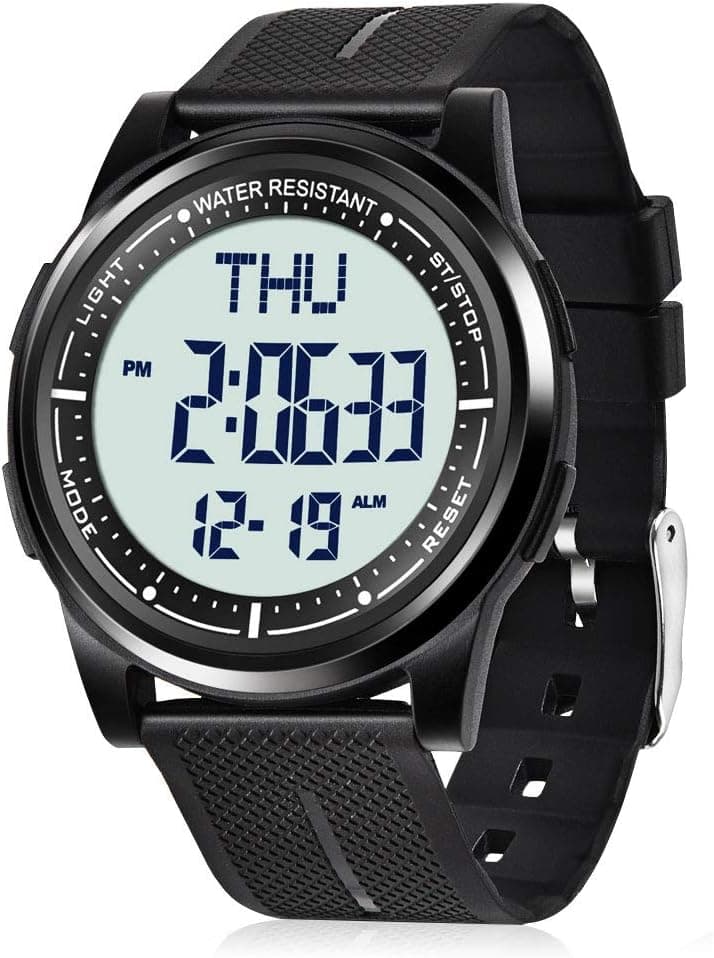WIFORT Montre Digitale Étanche Hommes Femmes avec Chronomètre Compte à Rebours Alarme Format 12/24 Heures, Montre Sport Ultra-Léger avec Affichage Grand Angle