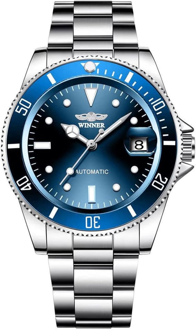 FORSINING Montre mécanique automatique pour homme avec bracelet en acier inoxydable de 20 mm à remontage manuel