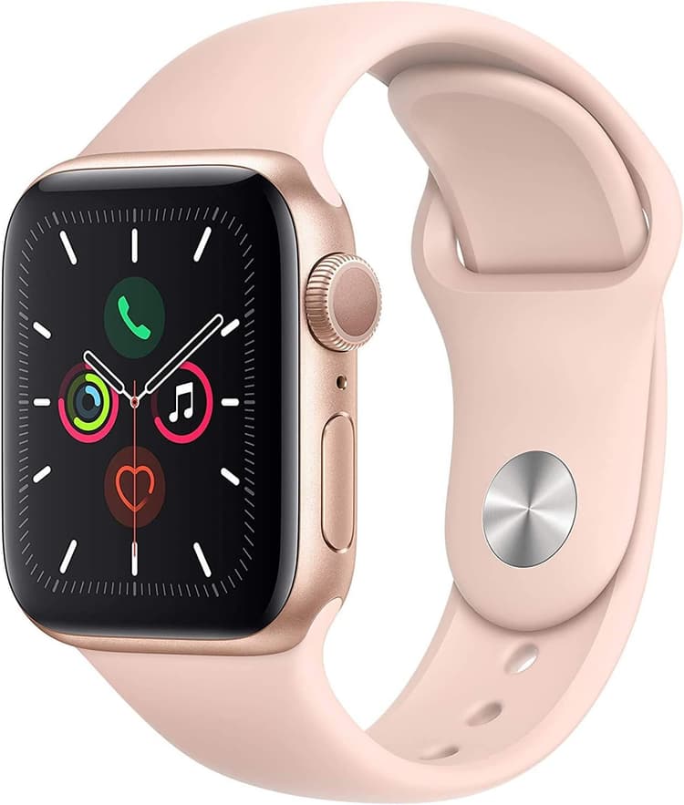 Apple Watch Series 5 (GPS, 40MM) Boîtier en Aluminium Or avec Bracelet Sport Sable Rose (Reconditionné)