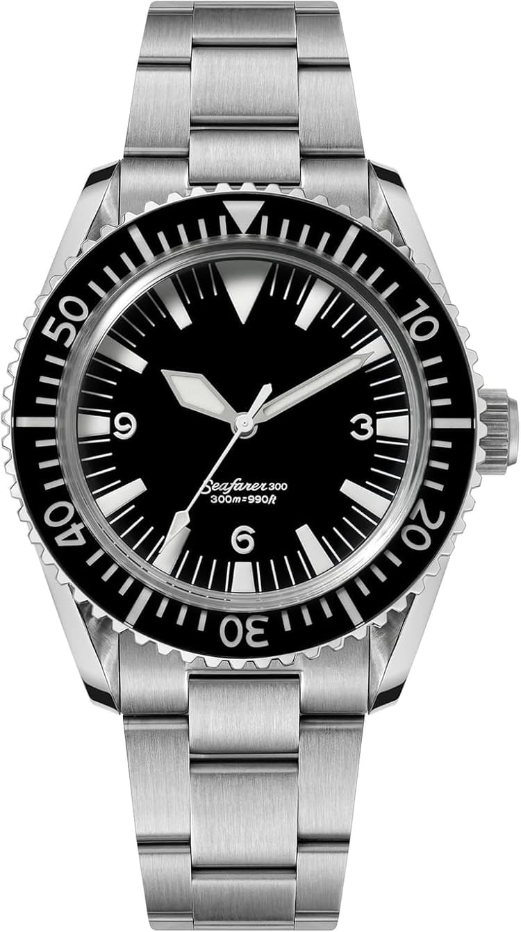 watchdives Mens Diver Watch, WD1967Q Japan VH31 Sweep Second Quartz Movement 39MM Top Hat Bubble Wristwatch