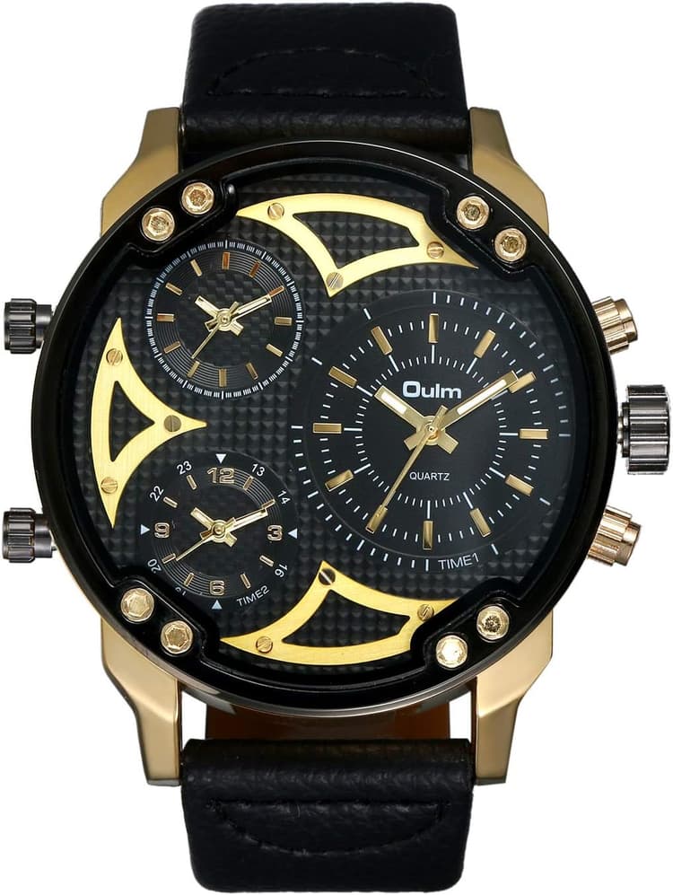 Montre Homme Avaner Montre Bracelet Grand Cadran Multifonctionnel - Afficahge Analogique -Bracelet en Cuir Bracelet Montre