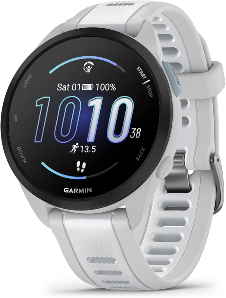 Garmin Forerunner 165 - Montre GPS connectée de Running avec écran AMOLED – Blanc/Gris Clair, x