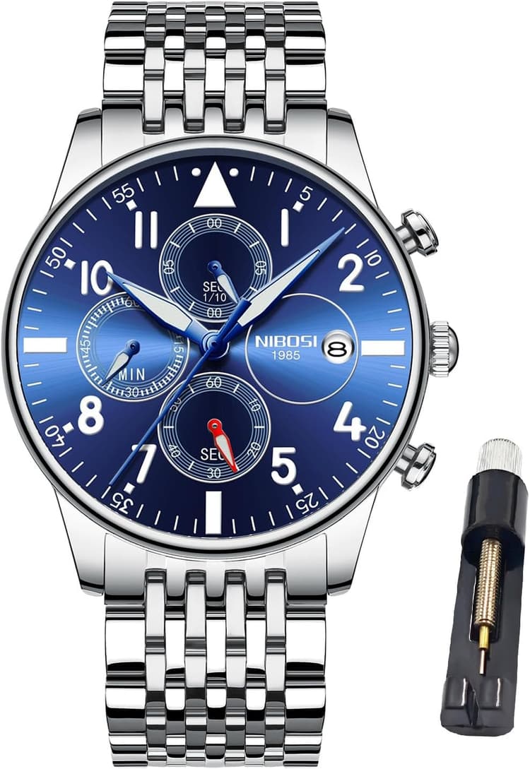 NIBOSI Watches for Men Analog Quartz Chronograph Waterproof Luminous Designer Mens Wrist Watches Business Work Sport Casual Dress Watch Elegant Gifts for Men
