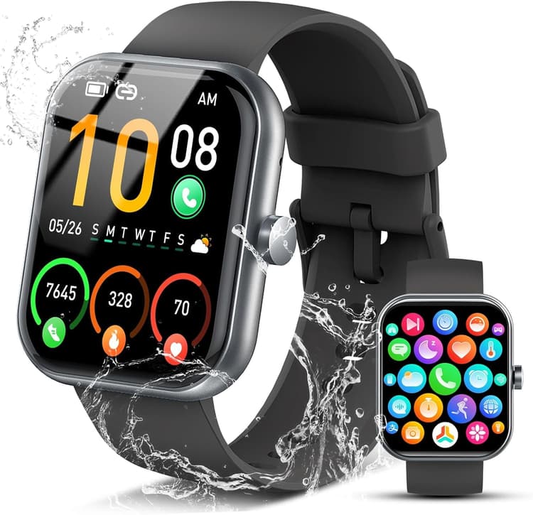 Smart Watch for Men Women (Answer/Make Call), 1.96" HD Fitness Tracker Running Watch, IP68 Waterproof,Pedometer, Sleep/Step/Activity/Heart Rate Monitor,110+ Sport Mode Smartwatch for iOS Android Phone