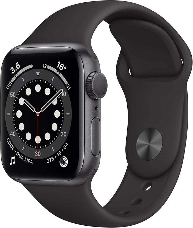 Apple Watch Series 6 (GPS, 40mm) Boîtier en Aluminium Gris Sidéral avec Bracelet Sport Noir (Reconditionné)