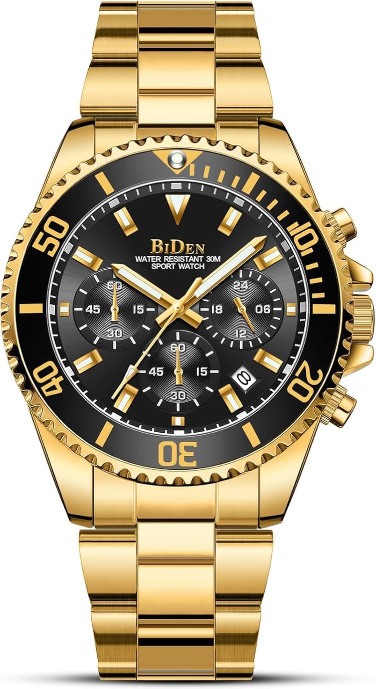 Biden BIDEN-0163 Montre à Quartz analogique pour Homme avec Bracelet en Acier Inoxydable