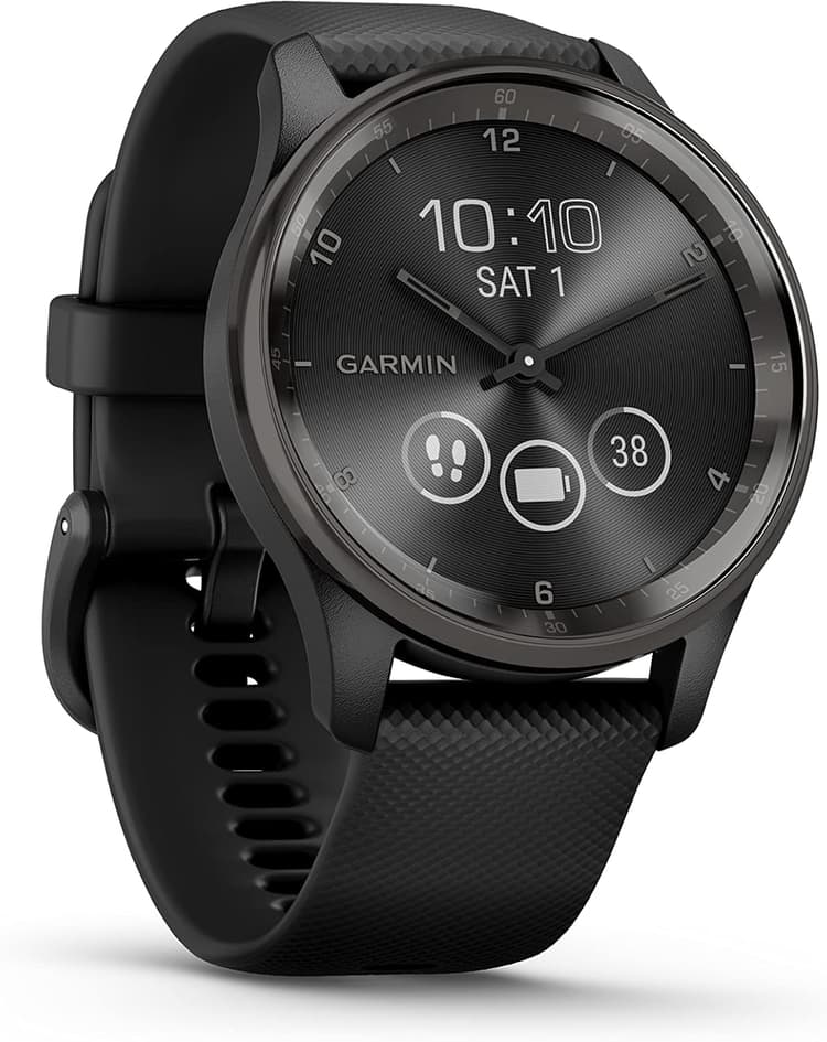 Garmin vívomove Trend, Stylish Hybrid Smartwatch, Long-Lasting Battery Life, Dynamic Watch Hands and Touchscreen Display, Black