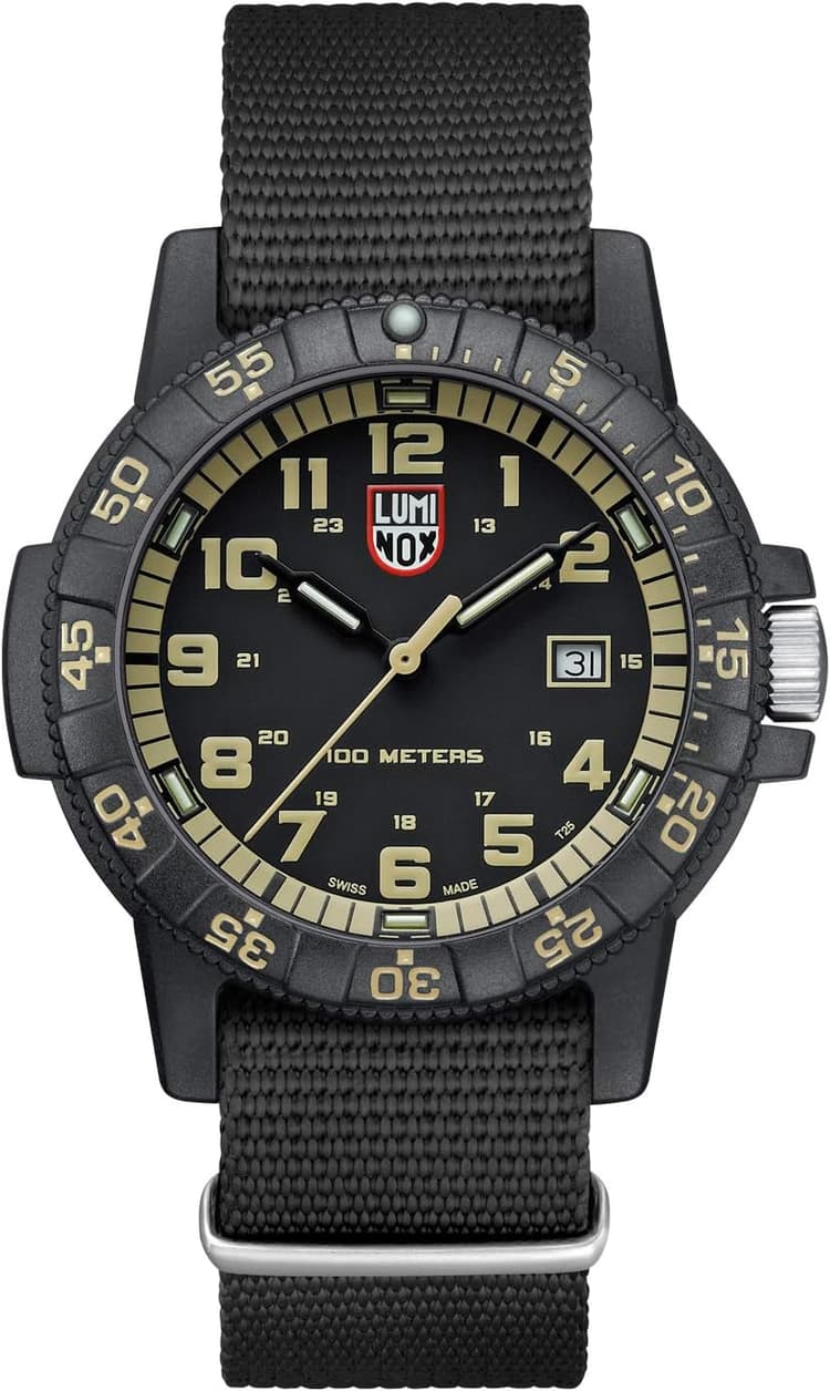 Luminox Leatherback SEA Turtle Giant XS.0333 Mens Watch 44mm - Military Watch in Black Date Function 100m Water Resistant, Black, 44 millimeters, Ribbon