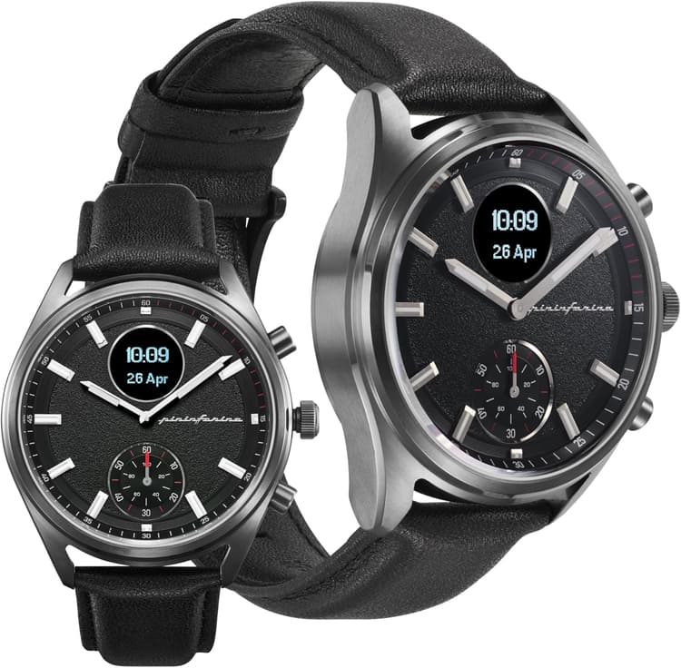 pininfarina Hybrid Sintesi Smart Watch, Heart Rate Monitoring, Fitness Tracker, Genuine Leather Strap, Sleep Monitoring, GPS Tracker, 30-Day Battery Life, Android & iOS Compatible