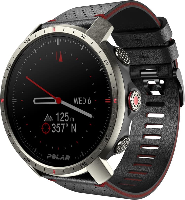 Polar Grit X Pro Titan - Montre GPS Multisport Outdoor Haut de Gamme - Résistance Militaire, Verre Saphir, Fréquence Cardiaque au Poignet, Autonomie Prolongée, Navigation - Idéale pour Trail, VTT