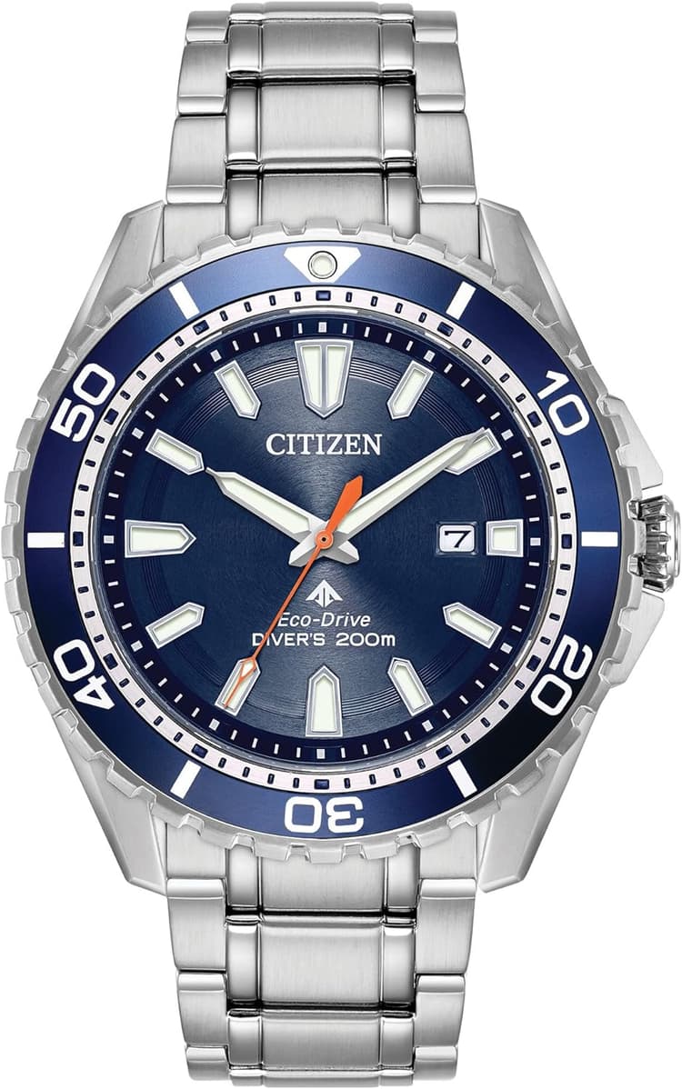 Citizen Men's Promaster Sea Eco-Drive Stainless Steel Watch, 3-Hand Date, One-Way Rotating Bezel, ISO Compliant, Luminous Hands and Markers